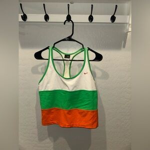 Nike Colorblock Racerback Crop Tank - White, Green & Orange